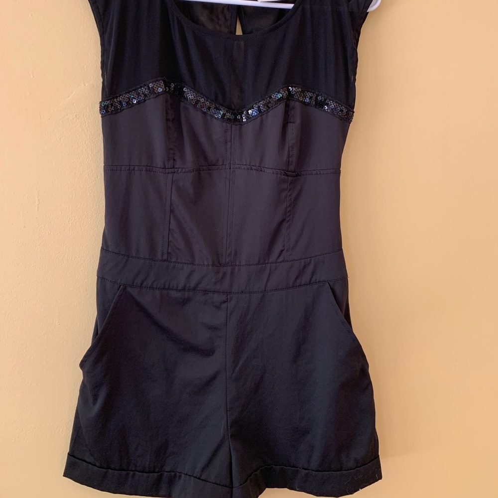 Free people black satin romper